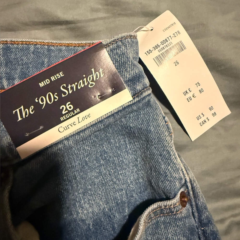 Abercrombie & Fitch 90’s Straight Midrise Jeans curve love size 26 regular NWT - Picture 2 of 4